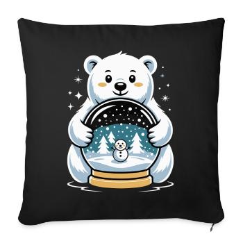 Polar Bear Snow Globe Impression - Sofa pillowcase 17,3'' x 17,3'' (45 x 45 cm) - black - Front
