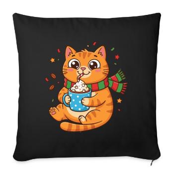 Cuddly Kitten Winter Coffee with Cream - Sofa pillowcase 17,3'' x 17,3'' (45 x 45 cm) - black - Front