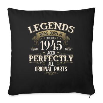 80e anniversaire Légende Décembre Né en 1945 - Housse de coussin décorative 45 x 45 cm - noir - Devant
