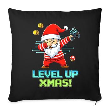 Level Up Xmas Gaming Santa Dabbing Zocker Wichtel - Sofakissenbezug 45 x 45 cm - Schwarz - Vorne