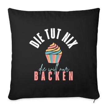 Elle ne fait rien – elle veut juste faire de la pâtisserie ! - Housse de coussin décorative 45 x 45 cm - noir - Devant
