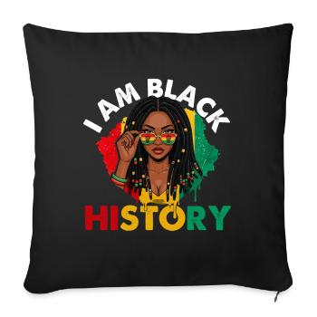 I Am Black History – Pride and Power - Sofa pillowcase 17,3'' x 17,3'' (45 x 45 cm) - black - Front