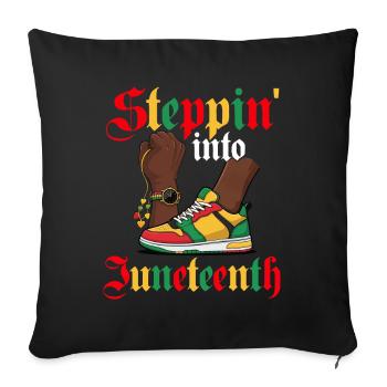 Steppin' Into Juneteenth – Black Pride - Sofa pillowcase 17,3'' x 17,3'' (45 x 45 cm) - black - Front