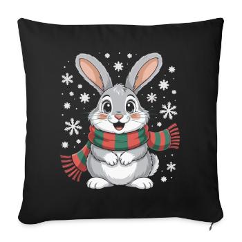 Winter Bunny with Scarf - Sofa pillowcase 17,3'' x 17,3'' (45 x 45 cm) - black - Front