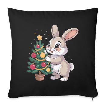 Easter bunny decorates tree - Sofa pillowcase 17,3'' x 17,3'' (45 x 45 cm) - black - Front