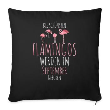 September Birthday Flamingo Saying Funny - Sofa pillowcase 17,3'' x 17,3'' (45 x 45 cm) - black - Front