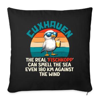 CUXHAVEN THE REAL FISH HEAD CAN SMELL THE SEA - Sofa pillowcase 17,3'' x 17,3'' (45 x 45 cm) - black - Front
