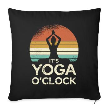 Temps de yoga au coucher du soleil - Housse de coussin décorative 45 x 45 cm - noir - Devant