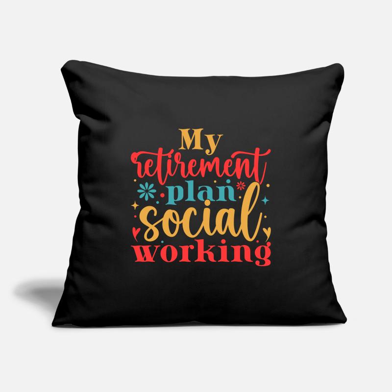 Citation de mon programme de retraite Travail social Housse de coussin décorative 45 x 45 cm