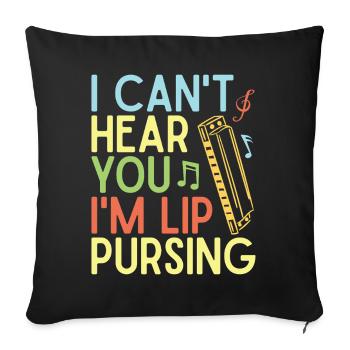 Funny Harmonica Player Lip Pursing Harmonica - Sofakissenbezug 45 x 45 cm - Schwarz - Vorne