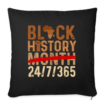 Black History Month 24/7/365 Pride - Sofa pillowcase 17,3'' x 17,3'' (45 x 45 cm) - black - Front