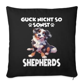 Berger australien propriétaire de chien en promenade australienne - Housse de coussin décorative 45 x 45 cm - noir - Devant