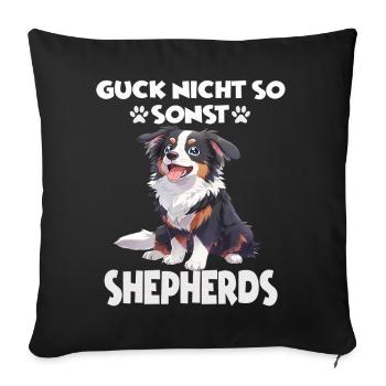 Berger australien propriétaire de chien en promenade australienne - Housse de coussin décorative 45 x 45 cm - noir - Devant