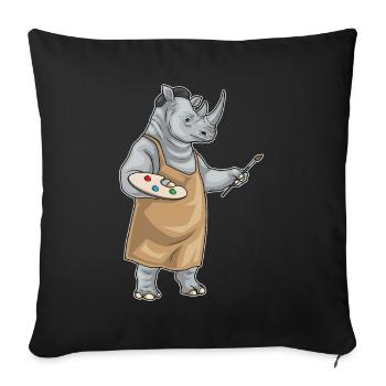 Rhinoceros Painter Brush Painting - Sofa pillowcase 17,3'' x 17,3'' (45 x 45 cm) - black - Front