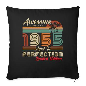 awesome since 1955 - Housse de coussin décorative 45 x 45 cm - noir - Devant