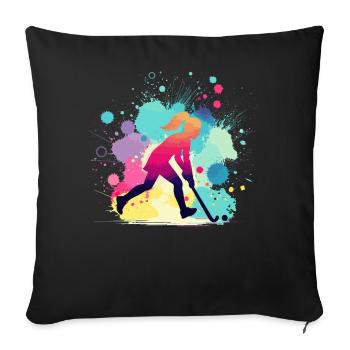 Hockey sur gazon, joueur de hockey sur gazon, hockey - Housse de coussin décorative 45 x 45 cm - noir - Devant