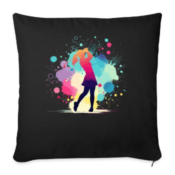 Golf, Golfeur, Golfeuse Femme, Golf Graphique - Housse de coussin décorative 45 x 45 cm - noir - Devant