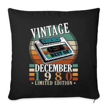Vintage Dezember 1980 Best Of - Sofakissenbezug 45 x 45 cm - Schwarz - Vorne