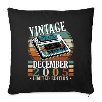 Édition limitée Vintage décembre 2005 - Housse de coussin décorative 45 x 45 cm - noir - Devant