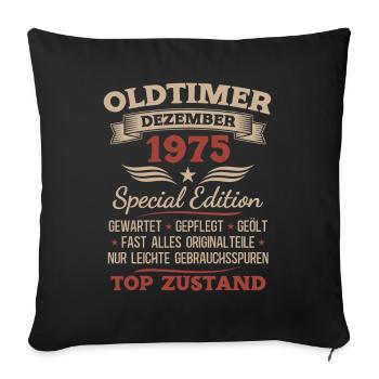 Cadeau du 50e anniversaire Voiture Classique décembre 1975 - Housse de coussin décorative 45 x 45 cm - noir - Devant