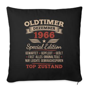 61. Geburtstag Geschenk Oldtimer Dezember 1966 - Sofakissenbezug 45 x 45 cm - Schwarz - Vorne