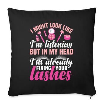 Technicien en extensions de cils pour cils - Housse de coussin décorative 45 x 45 cm - noir - Devant