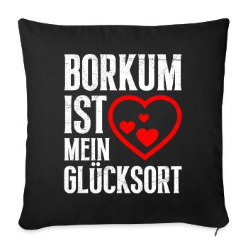 BORKUM IST MEIN GLÜCKSORT Lustiges - Sofakissenbezug 45 x 45 cm - Schwarz - Vorne