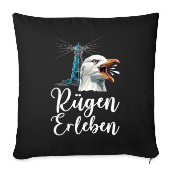 Vacances à Rügen EXPÉRIENCE DE LA MER BALTIQUE : plaisir en mer Baltique - Housse de coussin décorative 45 x 45 cm - noir - Devant