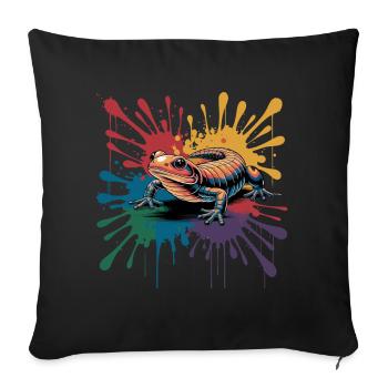 Salamandre colorée avec une touche de couleur pour - Housse de coussin décorative 45 x 45 cm - noir - Devant