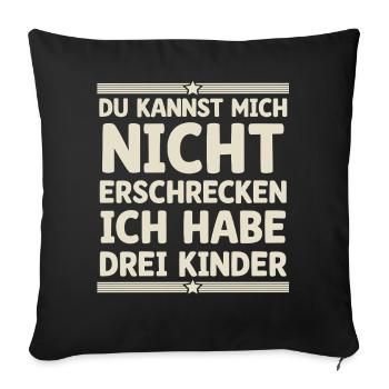3 enfants Maman Maman Papa Père - Housse de coussin décorative 45 x 45 cm - noir - Devant