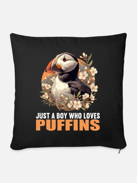 Puffin Papageientaucher - Sofakissenbezug 45 x 45 cm - Schwarz