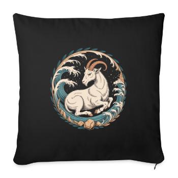 Capricorn Zodiac Sea Goat Waves Magic - Sofa pillowcase 17,3'' x 17,3'' (45 x 45 cm) - black - Front