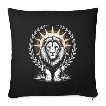 Majestic lion with laurel and sun wreath - Sofa pillowcase 17,3'' x 17,3'' (45 x 45 cm) - black - Front