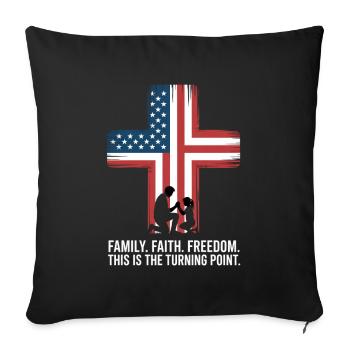 Family Faith Freedom Cross USA Prayer - Sofa pillowcase 17,3'' x 17,3'' (45 x 45 cm) - black - Front