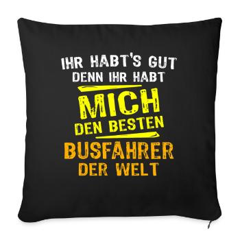 Cadeau de chauffeur de bus - Housse de coussin décorative 45 x 45 cm - noir - Devant