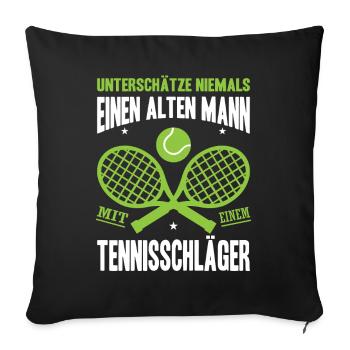 Joueur de tennis offre des tenues de paroles de tennis - Housse de coussin décorative 45 x 45 cm - noir - Devant