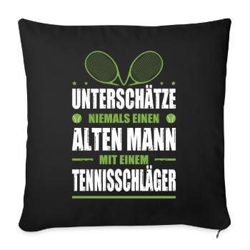 Joueur de tennis offre des tenues de paroles de tennis - Housse de coussin décorative 45 x 45 cm - noir - Devant