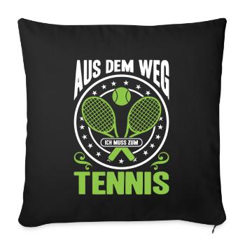 Joueur de tennis offre des tenues de paroles de tennis - Housse de coussin décorative 45 x 45 cm - noir - Devant
