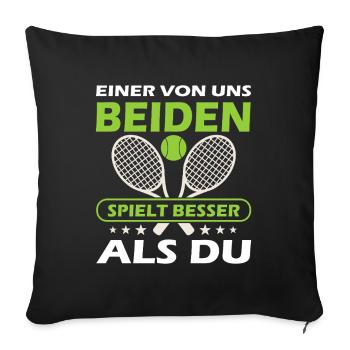 Joueur de tennis offre des tenues de paroles de tennis - Housse de coussin décorative 45 x 45 cm - noir - Devant