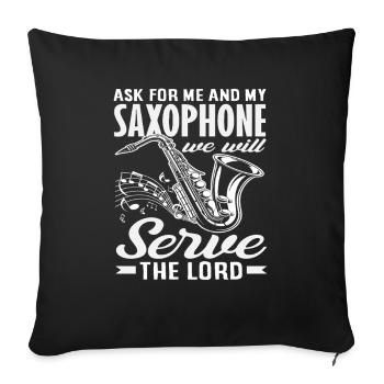 Serve le Seigneur Saxophone Saxophoniste drôle - Housse de coussin décorative 45 x 45 cm - noir - Devant