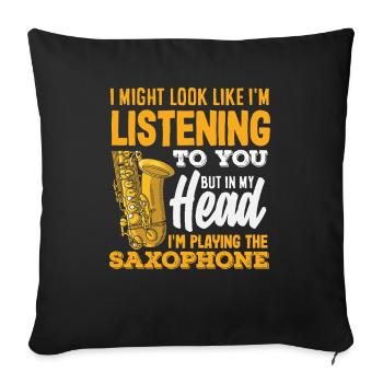 J’ai peut-être l’air d’écouter du saxophone bizarre - Housse de coussin décorative 45 x 45 cm - noir - Devant
