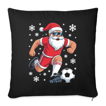Santa Kicks Ball Christmas Soccer - Sofa pillowcase 17,3'' x 17,3'' (45 x 45 cm) - black - Front