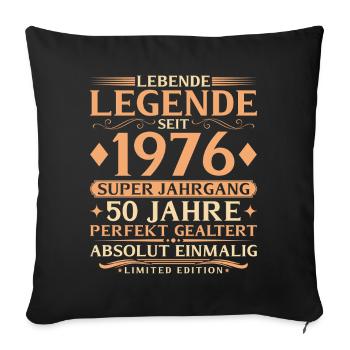 Year of manufacture 1976 Super vintage 50th birthday - Sofa pillowcase 17,3'' x 17,3'' (45 x 45 cm) - black - Front