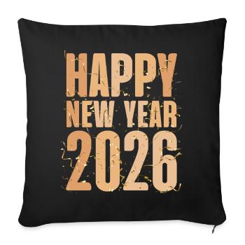 Bonne année 2026 - Housse de coussin décorative 45 x 45 cm - noir - Devant