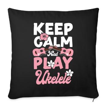 Hawaiian Ukulele Uke Keep Calm & - Sofa pillowcase 17,3'' x 17,3'' (45 x 45 cm) - black - Front