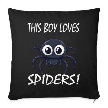 Boy loves spiders - Sofa pillowcase 17,3'' x 17,3'' (45 x 45 cm) - black - Front