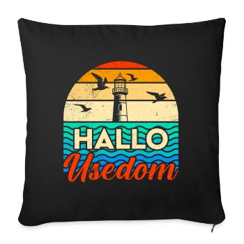 Holidays on Usedom Baltic Sea HELLO USEDOM Funny - Sofa pillowcase 17,3'' x 17,3'' (45 x 45 cm) - black - Front