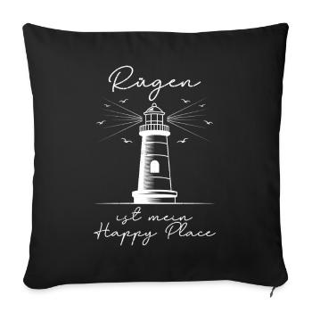 Island RÜGEN IS MY HAPPY PLACE Funny - Sofa pillowcase 17,3'' x 17,3'' (45 x 45 cm) - black - Front