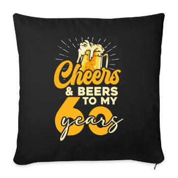 Santé pour ses 60 ans et la bière - Housse de coussin décorative 45 x 45 cm - noir - Devant