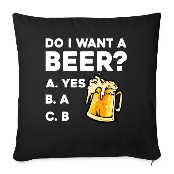 Question sur la bière : Santé, humour - Housse de coussin décorative 45 x 45 cm - noir - Devant